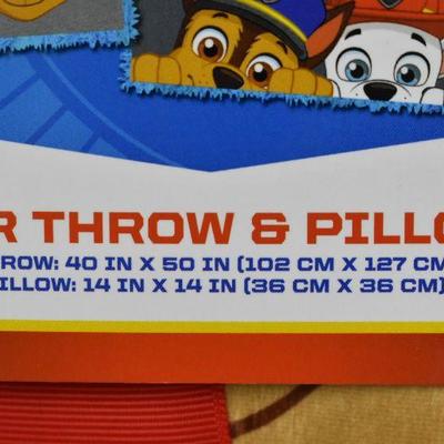 PAW Patrol Kids 2Pc Decor Pillow and Throw Set, Fun Faux Fur SUPER SOFT