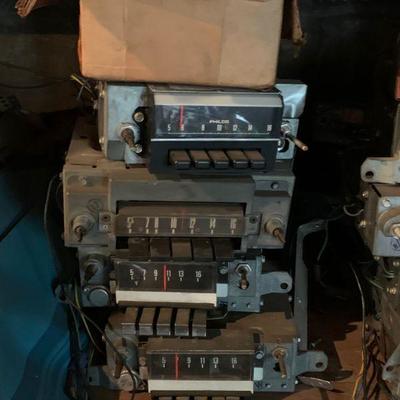 Stack of vintage car radios