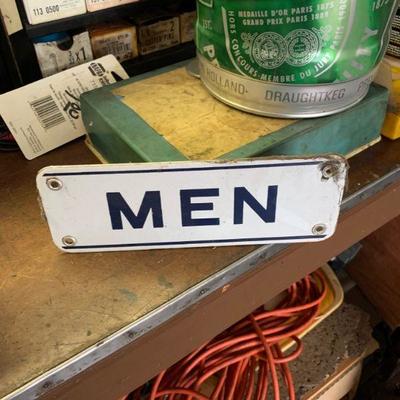 Vintage enamel men / woman restroom signs 