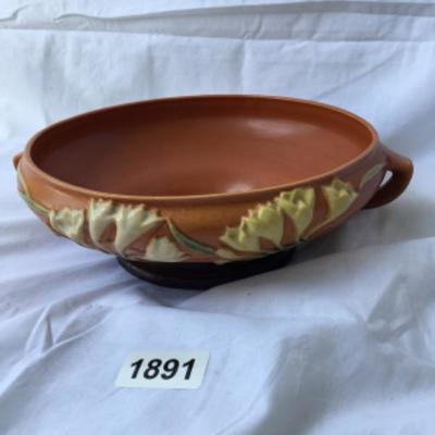 7-10 inch Vintage Roseville pottery Freesia Compote Bowl Lot 1891