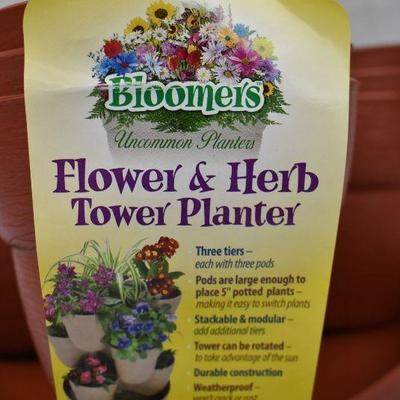 3 Tier Planter: Bloomers Stackable Flower Tower Planter Holds 9 Plants - New