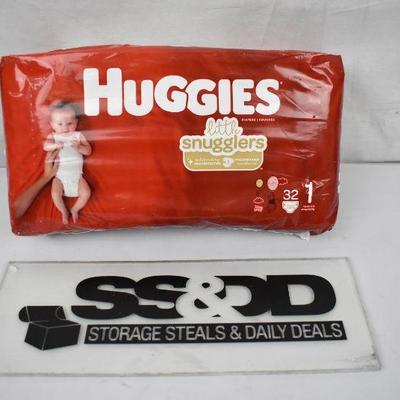 HUGGIES Little Snugglers Diapers Size 1, 32 Count - New