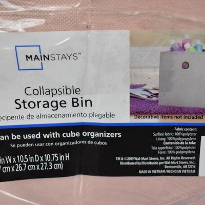 4x Mainstays Collapsible Fabric Cube Storage Bins 10.5x10.5