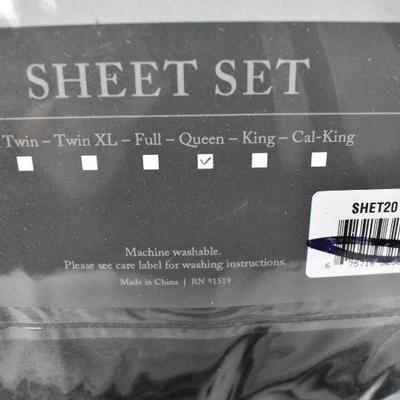 Black Satin Sheet Set, Queen Size. Luxurious 6-Piece Sheet Set, $30 Retail - New