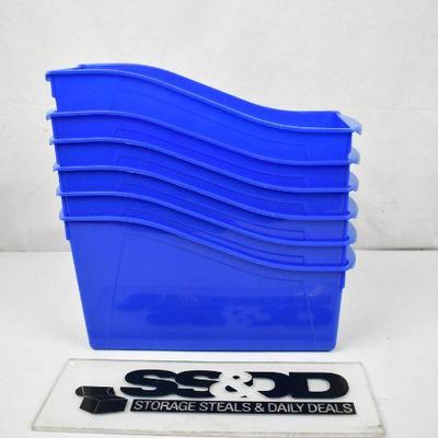 Storex Large Book Holder Bins, Classroom Blue, 6-Pack - New
