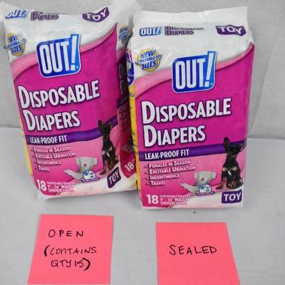 OUT! Pet Care Disposable Female Dog Diapers, 33 ct - New