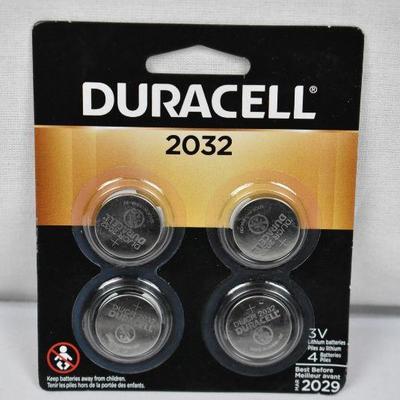 Duracell 3V Lithium Coin Battery 2032, 4 Pack - New