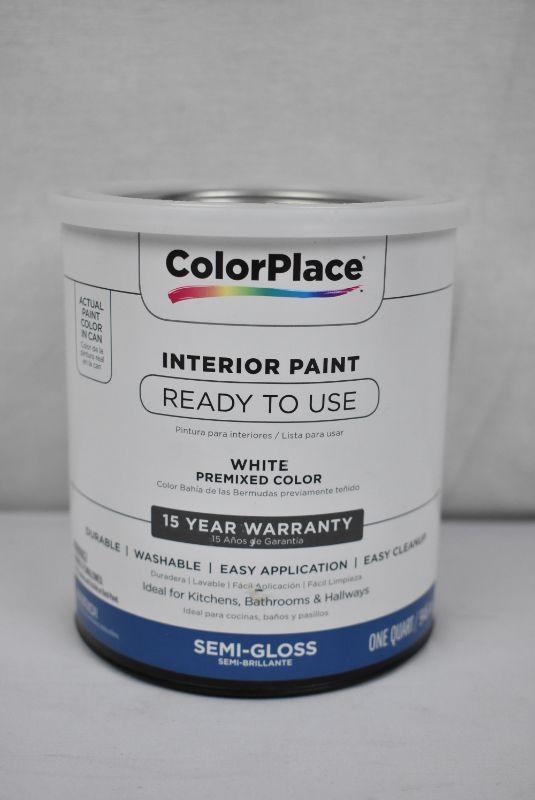 ColorPlace Pre Mixed Ready to Use, Interior Paint, White, Semi-Gloss Finish, 1 Quart ColorPlace Pre Mixed Ready to Use, Interior Paint, White, Semi-Gloss Finish, 1 Quart