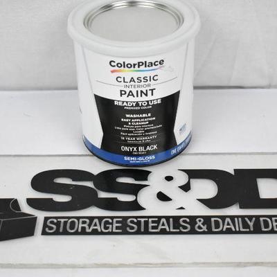 ColorPlace Pre Mixed, Interior Paint, Onyx Black, Semi-Gloss Finish, Quart