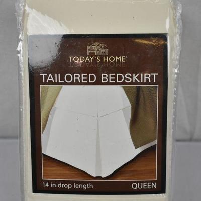 Queen Size Tailored Bedskirt, Ivory Color, Cotton Rich Bedding Collection - New