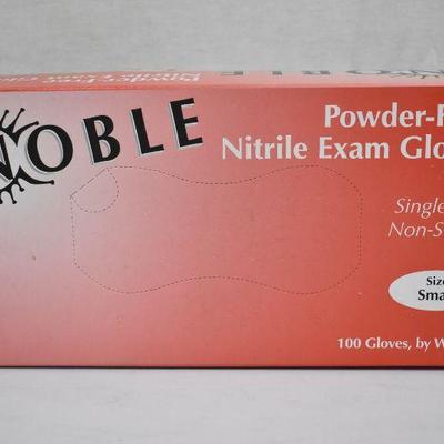 Noble Powder-Free Nitrile Exam Gloves, Blue, Size Small - New