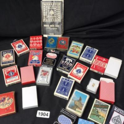 Large lot of playing cards and card shuffler Lot 1904