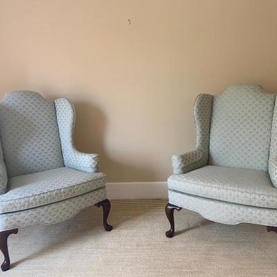 Lot # 289 Pair of Queen anne Style Wingback Chairs 
