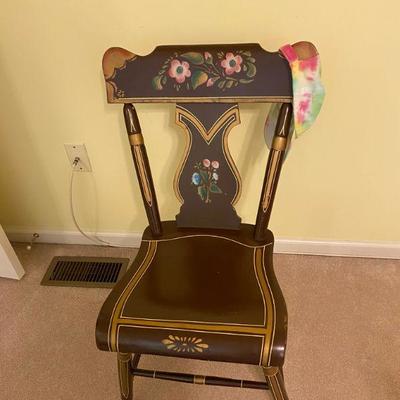 Hitchcock Style Chair - Black/gold trim