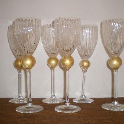 7 Blown Wine Glasses
