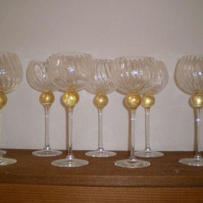 7 Blown Water Goblets