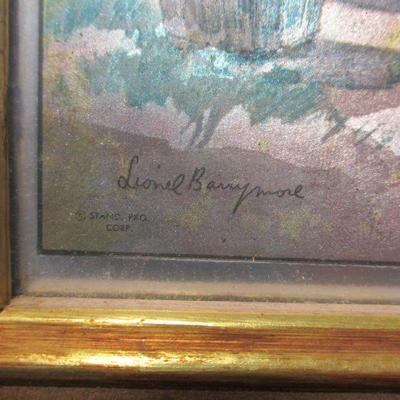 Lot 3 - Lionel Barrymore Framed Gold Foil Etched Prints Signed Pictures