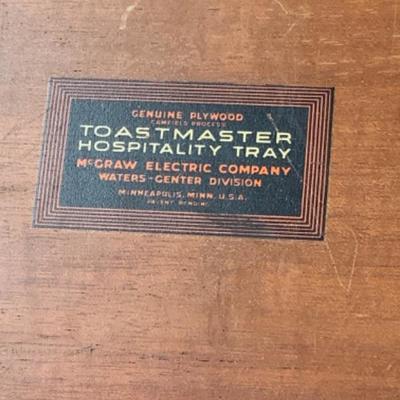 Toastmaster Hospitality Tray, Inlaid Wood Canister, and Wood tray Lot 2003