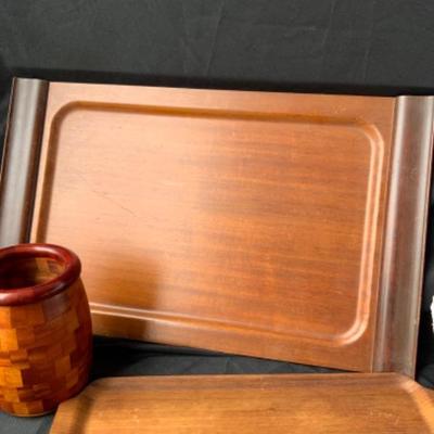 Toastmaster Hospitality Tray, Inlaid Wood Canister, and Wood tray Lot 2003