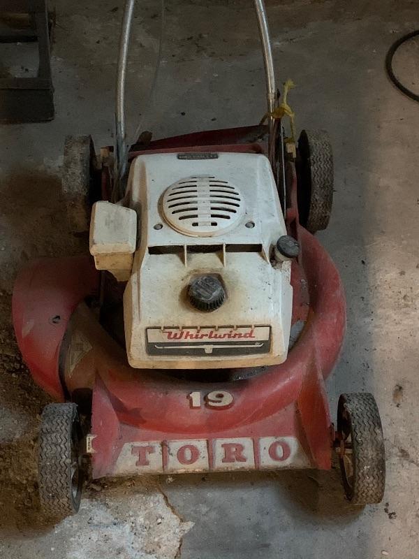 Vintage Toro Whirlwind push mower EstateSales