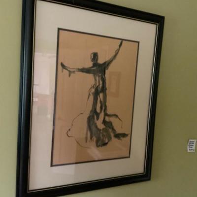 FIGURAL CHARCOAL DRAWING , UNSIGNED
