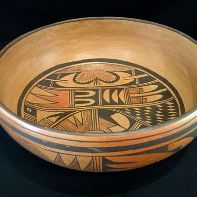 Vintage Hand painted Hopi bowl signed S.E.C Circa 1950-1970 Native American Pottery