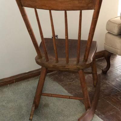 Vintage Child Spindle Back Wood Rocking Chair