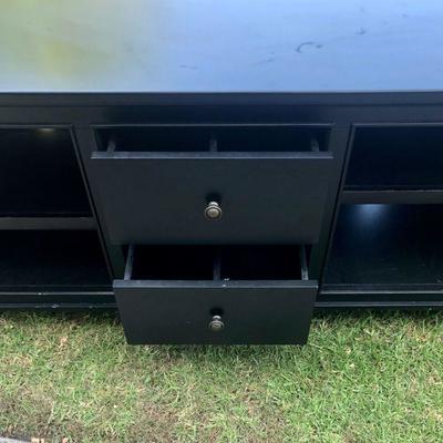 TV Stereo Console, black, 2 drawers, 2 shelves, fits 50