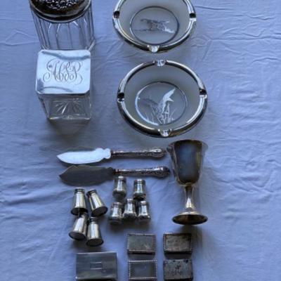 Lot # 225 Sterling lid Dresser Jars with Salts and Misc. Items 
