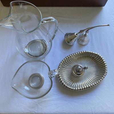 Lot # 227 Lot of Crystal Sterling Bowl and Dinner Bell 