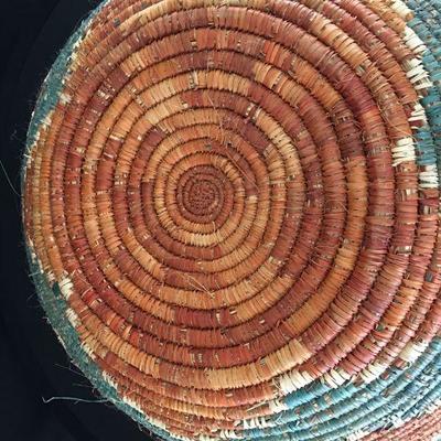 Very large hand woven kaisa grass, hand wrapped basket bowl in perfect condition. Item #13