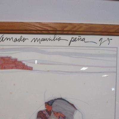Lot 17 - Amado Pena 1982 Pencil Signed Print White Buffalo Gallery Kansas Native Indian