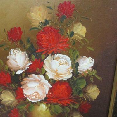 Lot 21 - Artist Signed Rose Picture With Lamp