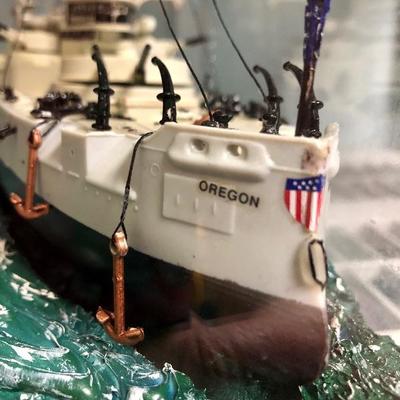 Complete model ship USS Oregon military battleship
