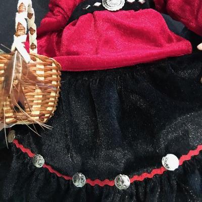 Heritage Native American Doll 16" L. Original basket, concho and turquoise necklaces and ankle bracelet. #18