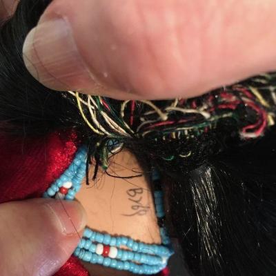Heritage Native American Doll 16" L. Original basket, concho and turquoise necklaces and ankle bracelet. #18