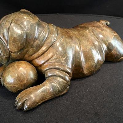 Robert Larum Sculpture of Bulldog Puppy Creampuff Edition 4/35 Signed. Item #19