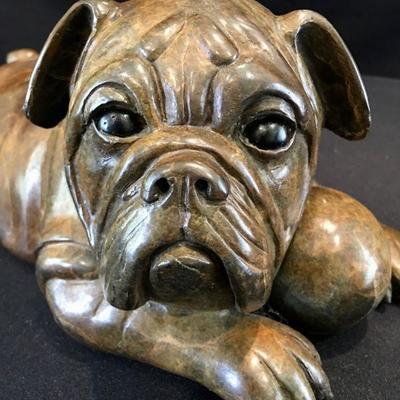 Robert Larum Sculpture of Bulldog Puppy Creampuff Edition 4/35 Signed. Item #19