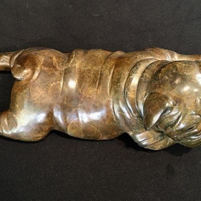 Robert Larum Sculpture of Bulldog Puppy Creampuff Edition 4/35 Signed. Item #19