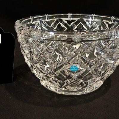 Tiffany & Co large crystal bowl in woven bamboo pattern. Perfect condition. Item #20