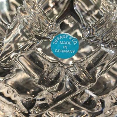 Tiffany & Co large crystal bowl in woven bamboo pattern. Perfect condition. Item #20