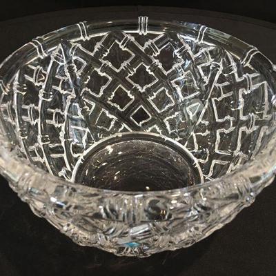 Tiffany & Co large crystal bowl in woven bamboo pattern. Perfect condition. Item #20