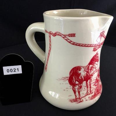 Sky Ranch Pitcher featuring Native American scene Southwestern Ranch theme. Item#21