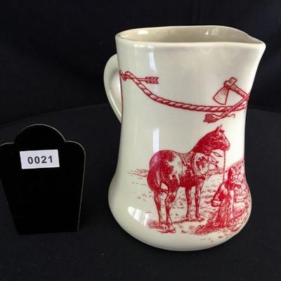 Sky Ranch Pitcher featuring Native American scene Southwestern Ranch theme. Item#21