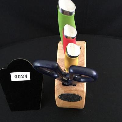 Fiesta Carving Knife Cutlery & Scissor set in wooden block. Item#24