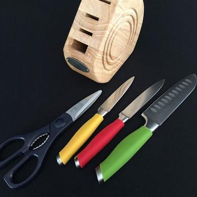 Fiesta Carving Knife Cutlery & Scissor set in wooden block. Item#24