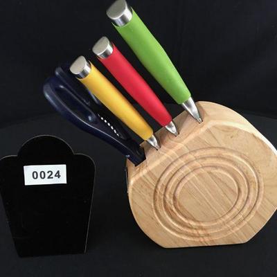 Fiesta Carving Knife Cutlery & Scissor set in wooden block. Item#24
