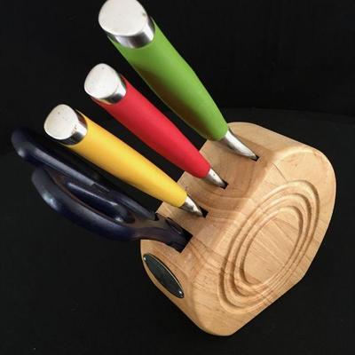 Fiesta Carving Knife Cutlery & Scissor set in wooden block. Item#24