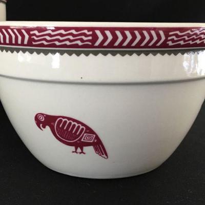 Vintage Pipestone Hall crock with Mimbreno Native American animal figures Set of 3 pieces