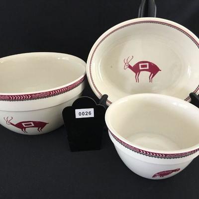 Vintage Pipestone Hall crock with Mimbreno Native American animal figures Set of 3 pieces